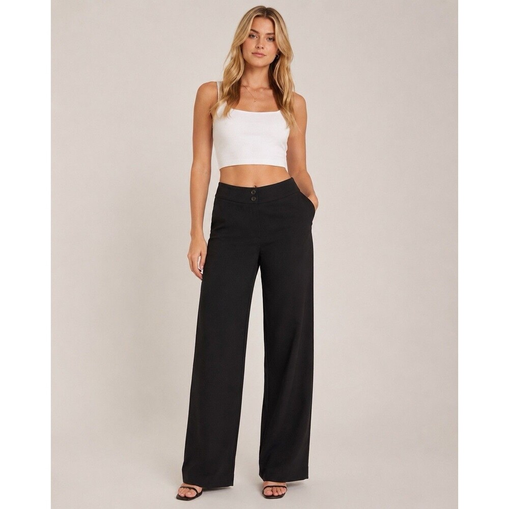Armani Collezioni Womens Black Wide Leg Dress Pants Sz 44 Italy Career Trousers